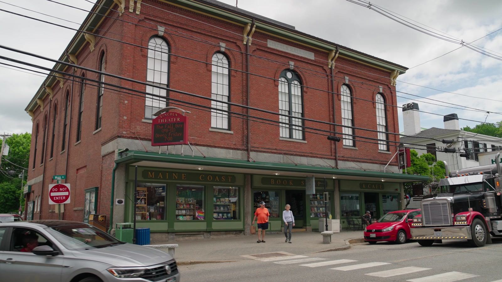 Brick storefronts on Main Street in Damariscotta, Maine